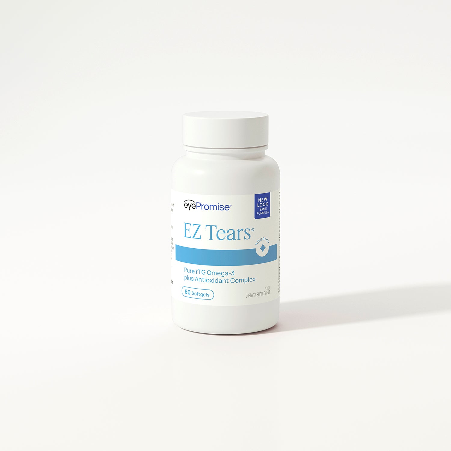 EyePromise EZ Tears supplement bottle on a white background
