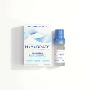 Heyedrate Clinical eye drop bottle and packaging on a white background