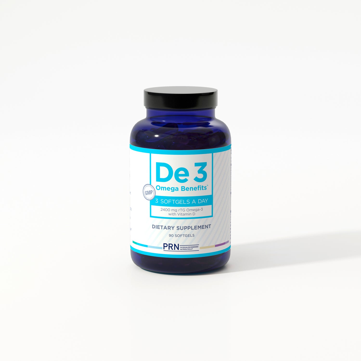 De3 Omega Benefits bottle on a white background