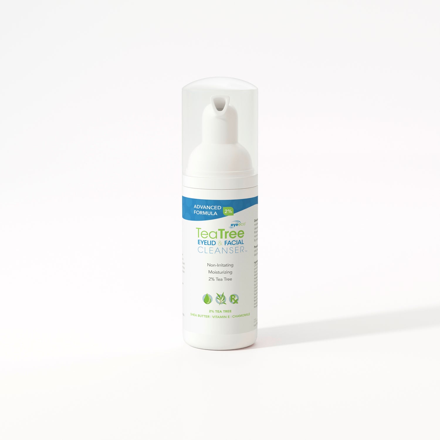 EyeCo Tea Tree facial cleanser bottle on a white background