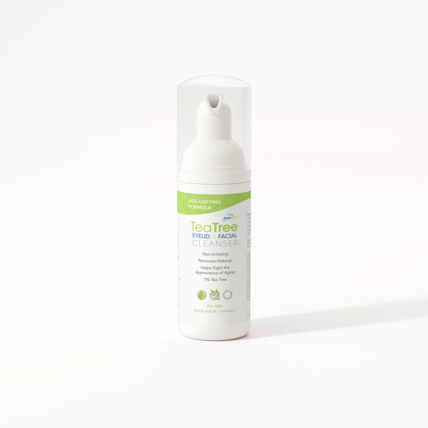 EyeEco Tea Tree age-defying facial cleanser bottle on a white background