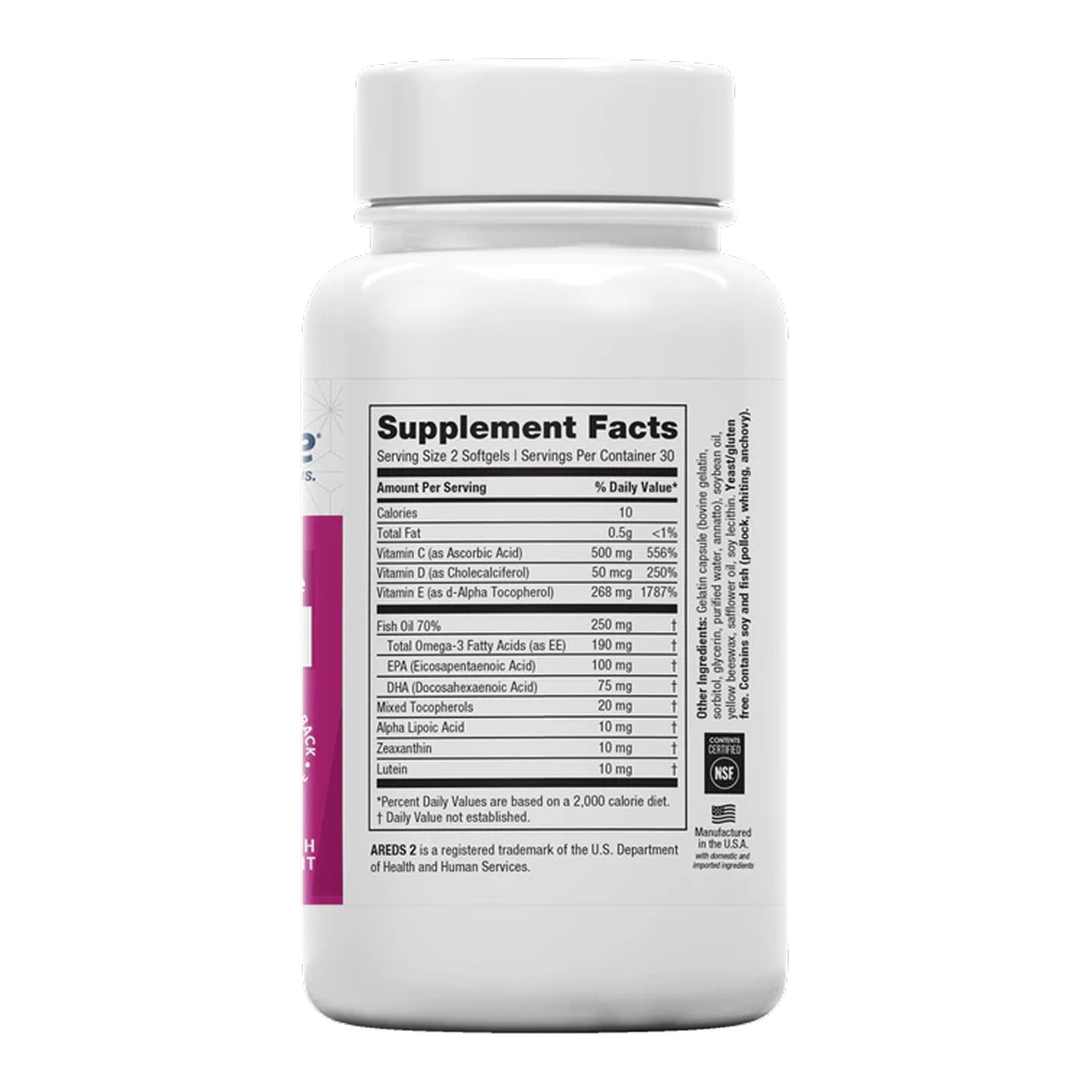 Macular Health supplement bottle with a detailed label on a white background