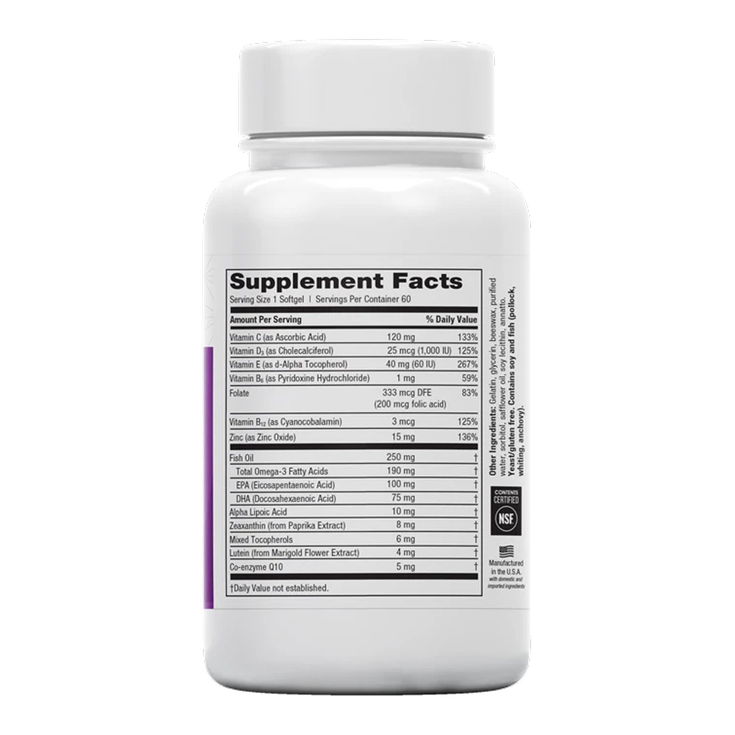 EyePromise Restore supplement bottle with a label displaying 'Supplement Facts' on a white background