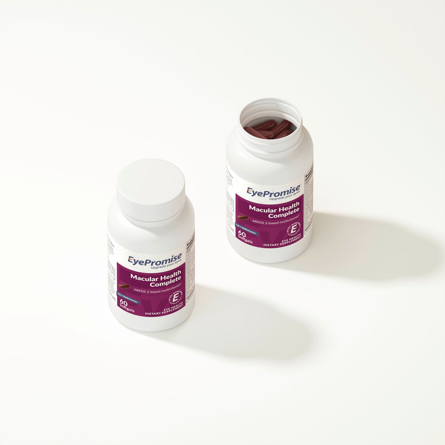 Two bottles of EyePromise Macular Health Complex on a white background