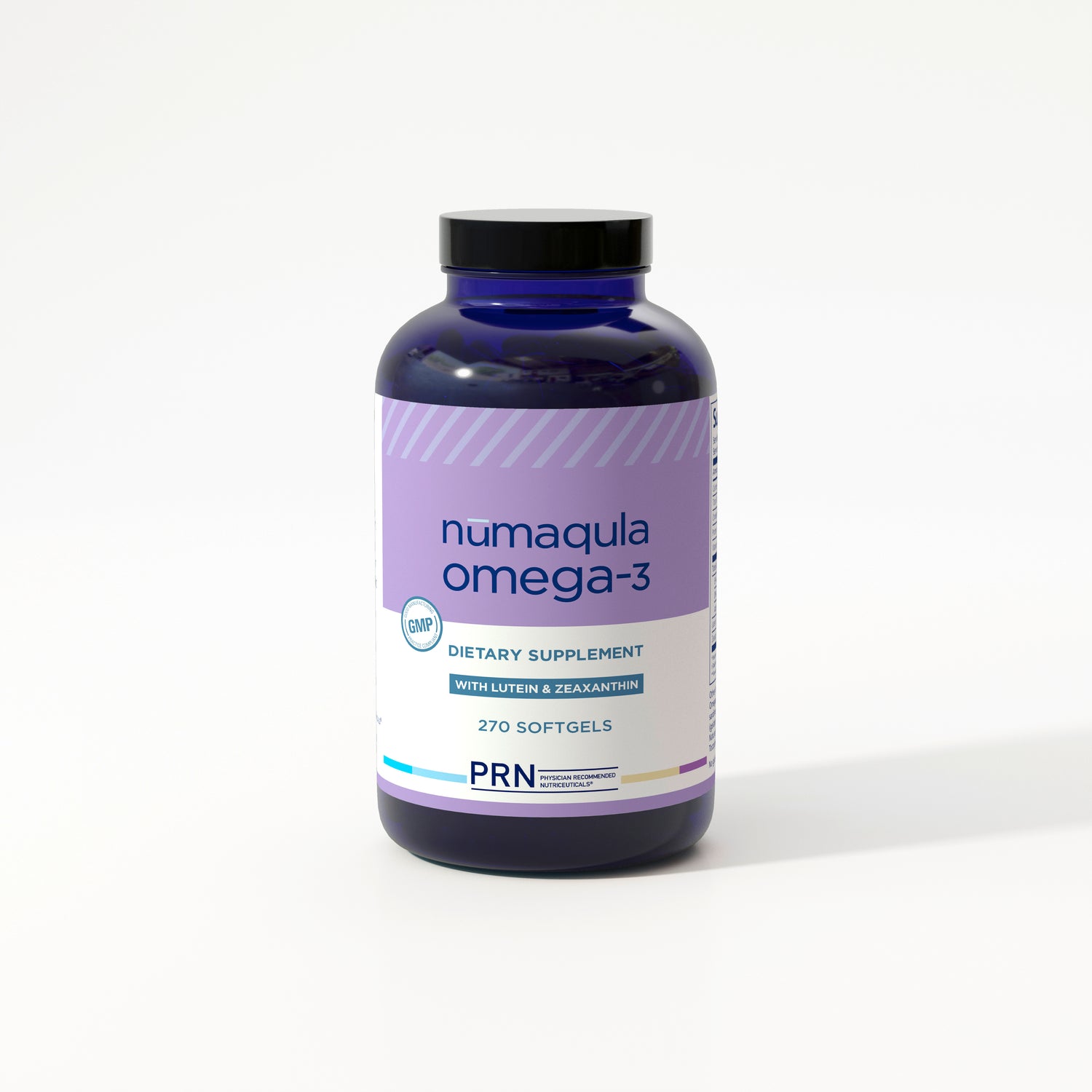 Purple supplement bottle labeled 'numaqua omega-3' on a white background